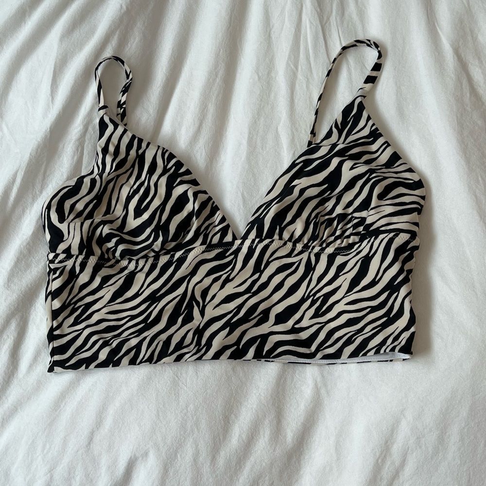 Zebra V neck cropped tankini